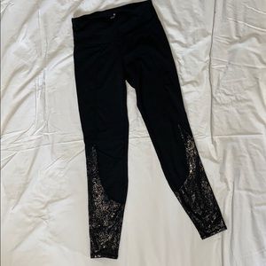 Athleta Leggings with Gold Foil Detail- Size S
